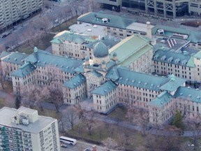 An aerial view of Dawson College.