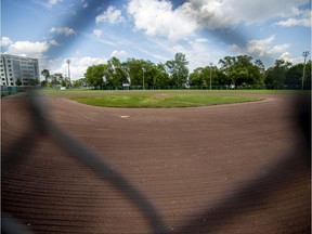 Gary Carter Baseball Field in Dorval is seen  Thursday, June 4, 2020. In the first phase as restrictions on team sports are eased in the province, only outdoor practices will be allowed and participants will have to stay two metres apart, but Quebec expects to allow games to be played by the end of the month.