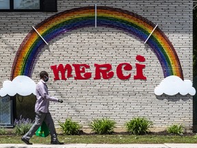 Gardier Pasteur on de Salaberry Street in Montreal on Thursday June 11, 2020 is thankful of the front liners in the COVID-19 environment. Dave Sidaway / Montreal Gazette