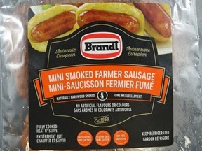 Recalled sausages are sold in a variety of weights with a best-before date of July 8, 2020. UPC codes include 0 773321 204609 and 0 773321 204500.