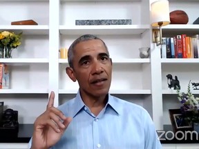 In a screengrab from the Obama Foundation, former U.S. president Barack Obama participates in a virtual town hall on June 3, 2020.