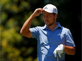 Xander Schauffele of the United States looks on during the third round of the Charles Schwab Challenge on Saturday, June 13, 2020, at Colonial Country Club in Fort Worth, Tex.