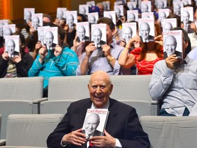 BEVERLY HILLS, CA - APRIL 29:  Carl Reiner holds a copy of his new book, 'I Remember Me' along with the audience at the Comedy Central #ComedyFest Kick-Off with Mel Brooks, Carl Reiner and Judd Apatow at The Paley Center for Media on April 29, 2013 in Beverly Hills, California.