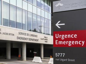 The Jewish General Hospital emergency entrance is seen in this file photo.