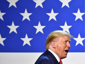 US President Donald Trump arrives for a roundtable with faith leaders, law enforcement officials, and small business owners at Gateway Church Dallas Campus in Dallas, Texas, on June 11, 2020. (Photo by Nicholas Kamm / AFP)