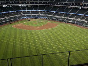 Jun 1, 2020; Arlington, Texas, United States; The playing field is seen during the first day of public tours at Globe Life Field. Mandatory Credit: Tim Heitman-USA TODAY Sports