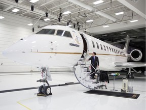 Bombardier's Global 7500, the first business jet to have a queen-sized bed and hot shower, is shown during a media tour in Montreal, Quebec, Canada, December 19, 2018. Picture taken December 19, 2018.  REUTERS/Christinne Muschi/File Photo