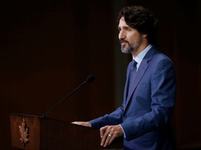 Canada's Prime Minister Justin Trudeau delivers a commencement speech during a ceremony with post-secondary graduates in Ottawa, Ontario, Canada June 10, 2020. REUTERS/Blair Gable