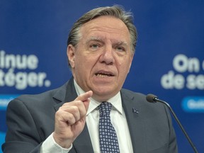 Quebec Premier François Legault at a COVID-19 press briefing June 8, 2020.
