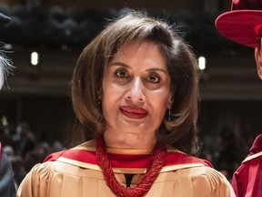 Prime Minister Justin Trudeau has named business owner and philanthropist Salma Lakhani as Alberta's new lieutenant-governor. Lakhani is seen during the presentation of an honorary diploma in community services leadership from NorQuest College in Edmonton in a 2019 handout photo. When she formally takes over the role, Lakhani will become Canada's first Muslim lieutenant-governor.