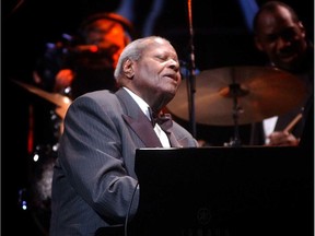 Oscar Peterson plays at the Montreal jazz fest at Place des Arts July 10, 2004.