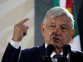 FILE PHOTO: Mexico's President Andres Manuel Lopez Obrador speaks during a news conference in Ciudad Juarez, Mexico January 10, 2020. REUTERS/Jose Luis Gonzalez/File Photo