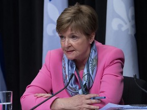 Quebec auditor general Guylaine Leclerc tables her report, Wednesday, June 3, 2020 at the legislature in Quebec City.
