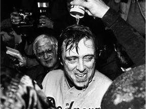 Rick Monday after Game 5 of the NLCS at Olympic Stadium in 1981.