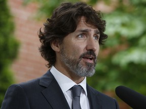 Justin Trudeau, Canada's prime minister, holds a news conference at Rideau Cottage in Ottawa, Ontario, Canada on Tuesday, June 9, 2020.