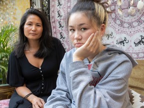 Jia Li Riddell, 15, and her mother, Lisa Sim, in Montreal on Wednesday. Police were too aggressive when they arrested her daughter, Sim says. "Where is the de-escalation there?"
