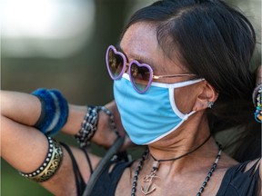 Montrealers wore masks in a heatwave in Montreal July 10, 2020.