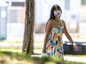 Montrealers wore masks in a heatwave in Montreal on Friday July 10, 2020.