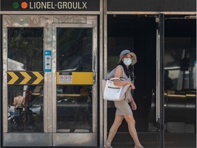 A mandatory mask order will be coming into effect on Monday. Most metro commuters at the Lionel-Groulx station already wear masks in Montreal on Friday July 10, 2020. Dave Sidaway / Montreal Gazette ORG XMIT: 64717