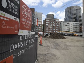 New construction site that will house the new skyscraper at 1, Square Phillips on Wednesday July 15, 2020. (Pierre Obendrauf / MONTREAL GAZETTE)