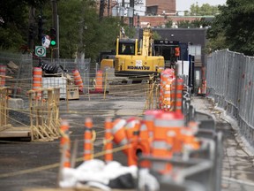 The road work on St-Grégoire St. was shuttered for construction holiday in Montreal in July 2020.