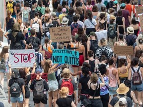 “It’s real, it’s happening to people you know and it’s happening everywhere,” said a participant in Sunday's march from Parc La Fontaine to the Montreal courthouse.