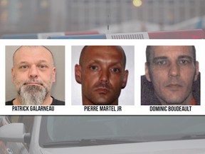 Patrick Galarneau, 44, Pierre Martel Jr., 41, and 42-year-old Dominic Boudreault — appeared in court July 22, 2020, to face charges including drug trafficking, possession of drugs with the intent of trafficking and possession of a restricted weapon.