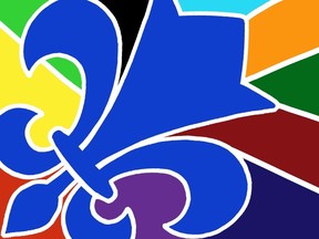 One of three designs for a flag representing Quebec's anglophone community, as part of the Y4Y Quebec Symbolism Project.