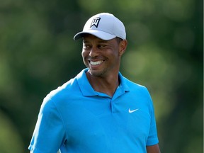Tiger Woods is seen during the first round of The Memorial Tournament on July 16, 2020 at Muirfield Village Golf Club in Dublin, Ohio.