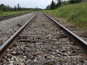 The rail tracks in Nantes, Quebec,  from where a runaway oil-filled train led to an explosion and fireball, killing 47 people in Lac-Mégantic, Quebec, in 2013.