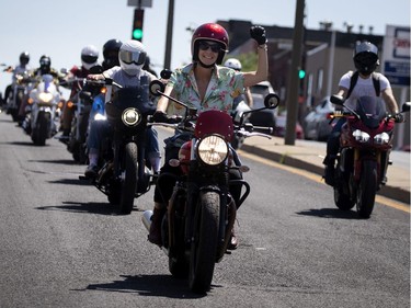 A group of motorcyclists take part in a motorcade to voice their support for anti racism movement, in Montreal, on Saturday, July 4, 2020. (Allen McInnis / MONTREAL GAZETTE)