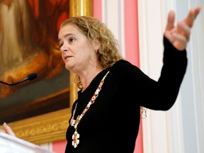 Governor General Julie Payette speaks during the Order of Canada ceremony at Rideau Hall in Ottawa, Ontario, Canada Nov. 21, 2019.