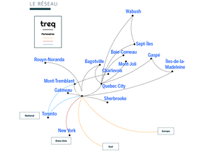 Proposed routes to be served by Treq, a new regional cooperative airline.