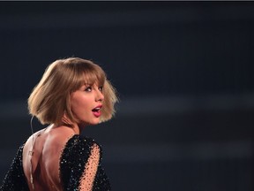 This file photo taken on February 15, 2016 shows  Singer Taylor Swift performing during the 58th Annual Grammy music Awards in Los Angeles.