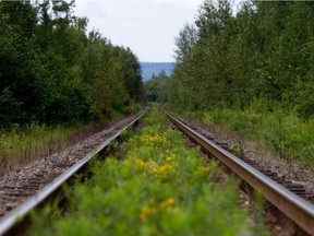 A very slight incline of about 1.5 degrees in the railway tracks is pictured in Lac-Mégantic on Sunday July 28, 2013.