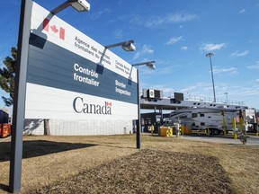 The Canadian border crossing is seen in Lacolle on March 18, 2020.