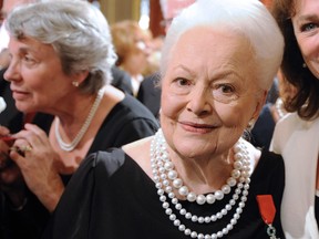 Olivia de Havilland is pictured after being awarded chevalier of the Legion of Honour  by French President Nicolas Sarkozy on Sept. 9, 2010, at the Élysée Palace in Paris.