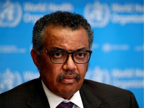 Director General of the World Health Organization (WHO) Tedros Adhanom Ghebreyesus attends a news conference on the situation of the coronavirus (COVID-2019), in Geneva, Switzerland, February 28, 2020. REUTERS/Denis Balibouse/File Photo