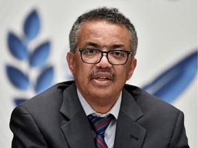 World Health Organization (WHO) Director-General Tedros Adhanom Ghebreyesus attends a news conference organized by Geneva Association of United Nations Correspondents (ACANU) amid the COVID-19 outbreak, caused by the novel coronavirus, at the WHO headquarters in Geneva Switzerland July 3, 2020.
