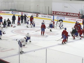 For the first time since training camp started on July 13, the Canadiens had their full roster on the ice Wednesday at the Bell Sports Complex in Brossard.