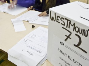 A polling station at Westmount High School during school board elections in 2007: "Can anyone see campaigning in a social distancing context, with a skittish electorate, engaging stakeholders, in some cases over territories that span thousands of square kilometres?" writes Katherine Korakakis.