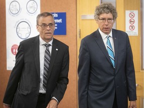 Quebec English School Boards Association president Dan Lamoureux, left, and executive director Russell Copeman in 2020.