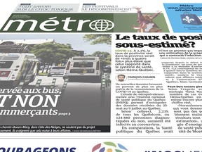 The front page of the Métro newspaper.