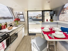 Le Boat’s craft have spacious salons and galleys with panoramic windows.