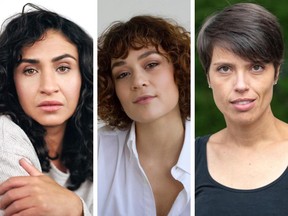 Quebec actresses, from left: Ariane Castellanos, Sabrina Bégin-Tejeda and Ligia Borges