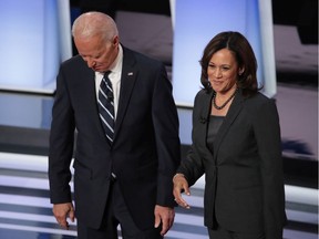 Presumptive Democratic presidential nominee and former vice-president Joe Biden has announced Senator Kamala Harris as his vice-presidential running mate in the 2020 election. They are seen in a July 2019 file photo.