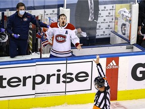 The Canadiens’ Brendan Gallagher, with a bloody mouth