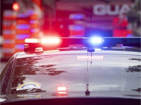 MONTREAL, QUE.: August 13, 2020 -- An SPVM car heads down MacKay Street in Montreal, on Thursday, August 13, 2020. (Allen McInnis / MONTREAL GAZETTE) ORG XMIT: 64873