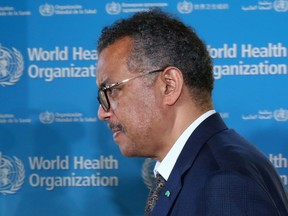 Tedros Adhanom Ghebreyesus, the director-general of the World Health Organization (WHO), attends a news conference in Geneva, Switzerland, June 25, 2020. REUTERS/Denis Balibouse/File Photo