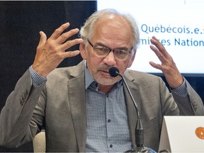 Ghislain Picard, Chief of the Assembly of First Nations Quebec-Labrador, speaks to the media about a survey on Quebecers attitudes toward First Nations at a news conference Wednesday, August 12, 2020  in Montreal.